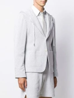 Thom Browne seersucker striped hooded blazer