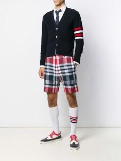Thom Browne 4-Bar diagonal stitch V-neck cardigan