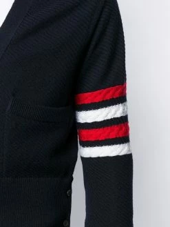 Thom Browne 4-Bar diagonal stitch V-neck cardigan