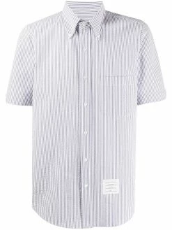 Thom Browne striped short-sleeved seersucker shirt