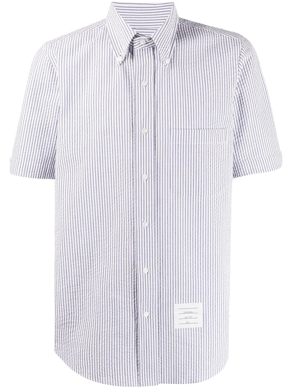 Thom Browne Striped short sleeved seersucker shirt shirts of men 1 Thom Browne striped short-sleeved seersucker shirt