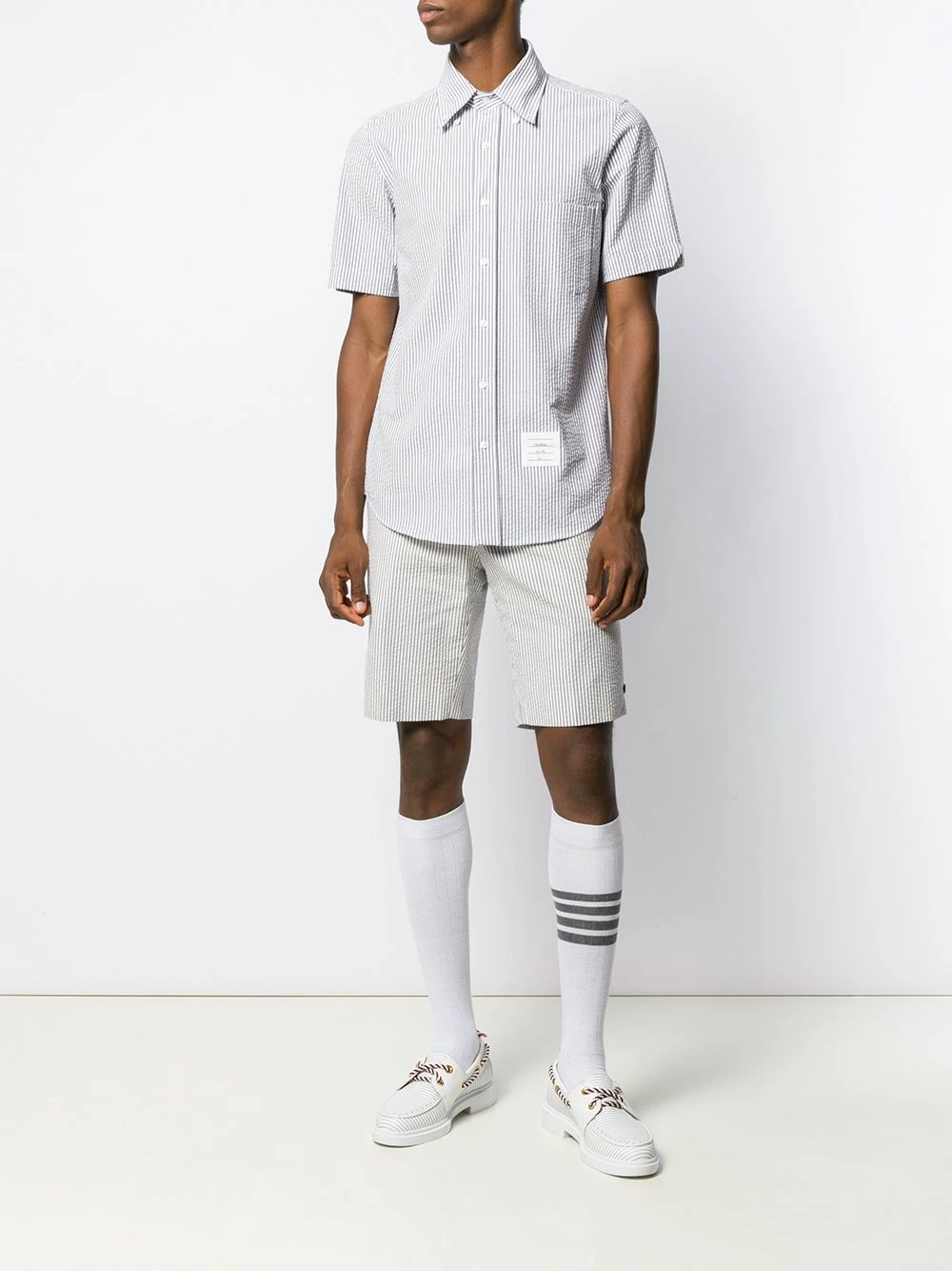 Thom Browne Striped short sleeved seersucker shirt shirts of men 2 Thom Browne striped short-sleeved seersucker shirt