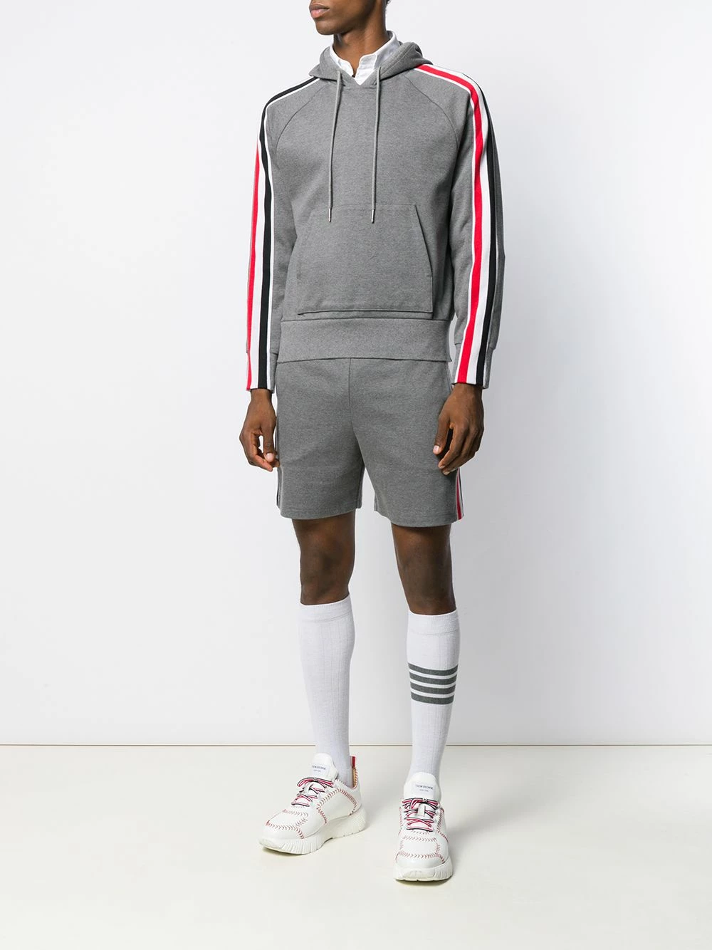 Thom Browne Interlock RWB stripe shorts running shorts of men 2 Thom Browne interlock RWB stripe shorts