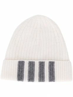 Thom Browne stripe detail ribbed hat