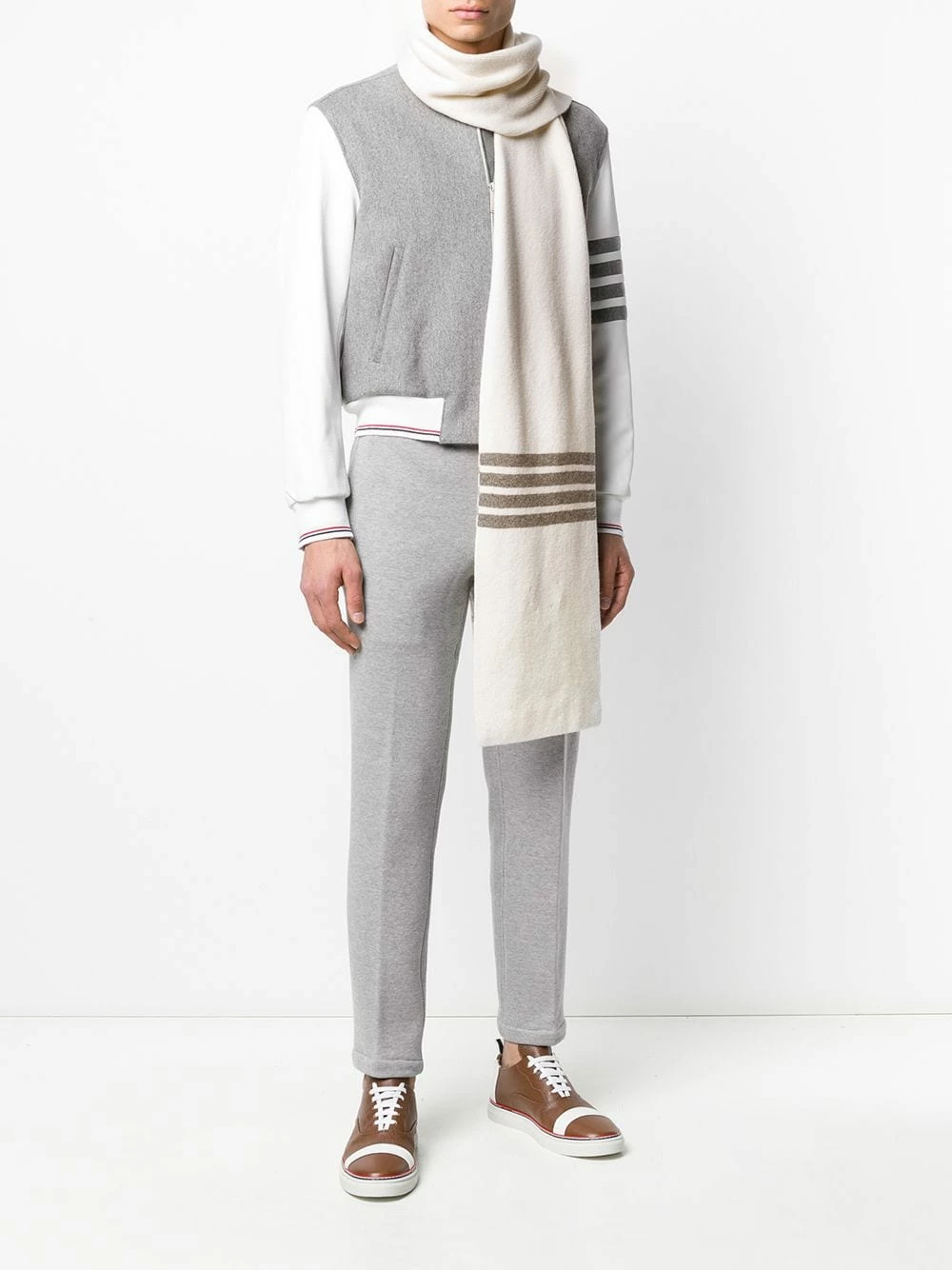Thom Browne Ribbed 4 Bar stripe scarf scarves of men 2 Thom Browne ribbed 4-Bar stripe scarf
