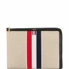 Thom Browne military canvas striped gusset folio