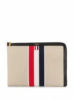 Thom Browne military canvas striped gusset folio