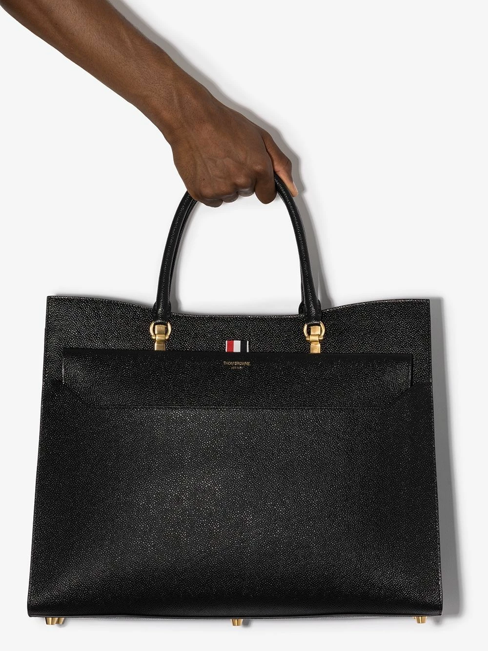 Thom Browne Large pebbled Duet tote tote bags of men 5 Thom Browne large pebbled Duet tote
