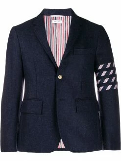 Thom Browne seamed 4-Bar silk stripe blazer
