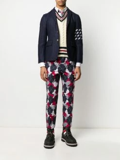Thom Browne seamed 4-Bar silk stripe blazer