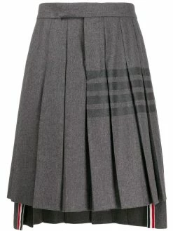Thom Browne knee-length pleated 4-Bar striped skirt