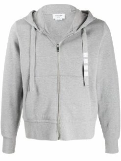 Thom Browne 4-Bar double-knit zip-up hoodie