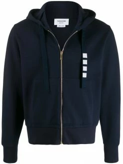 Thom Browne 4-Bar double-knit zip-up hoodie