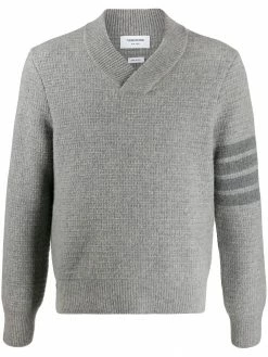 Thom Browne tonal 4-Bar shawl pullover