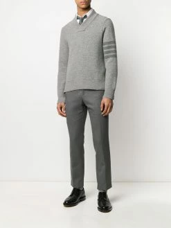 Thom Browne tonal 4-Bar shawl pullover