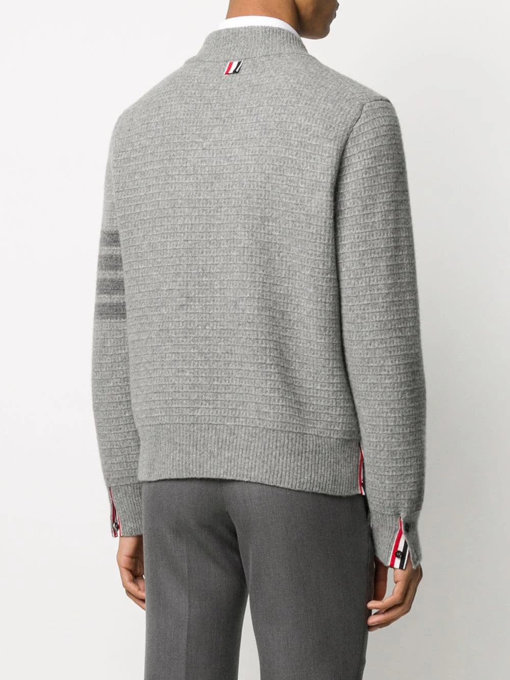 Thom Browne Tonal 4 Bar shawl pullover knitted sweaters of men 4 Thom Browne tonal 4-Bar shawl pullover