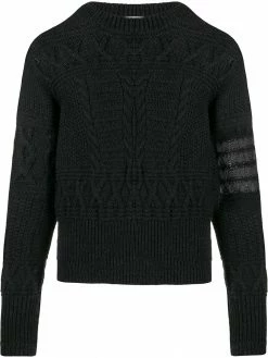Thom Browne Aran cable tonal 4-Bar jumper