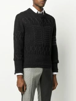 Thom Browne Aran cable tonal 4-Bar jumper