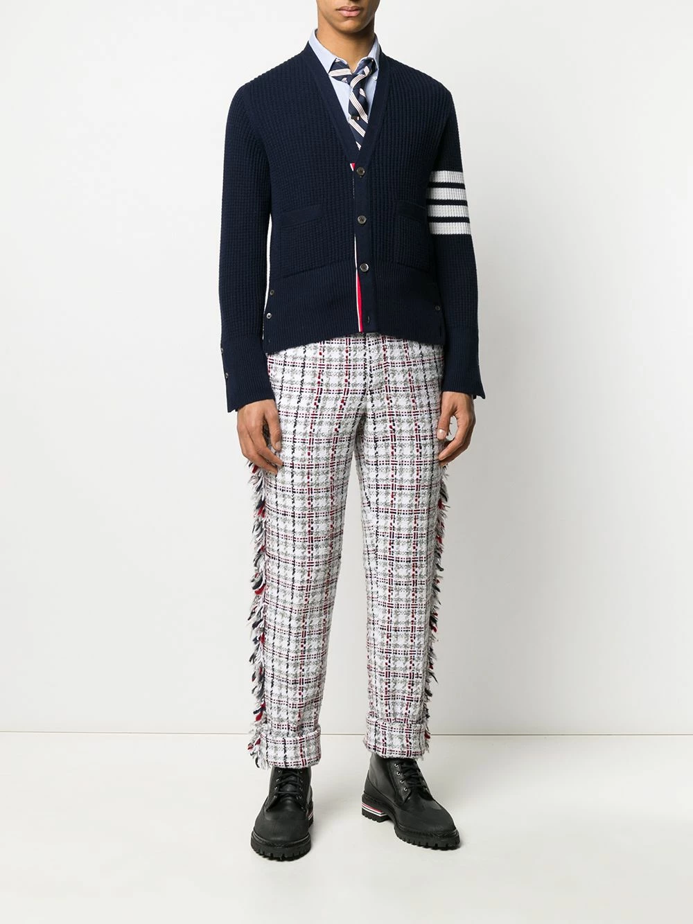 Thom Browne 4 Bar waffle stitch cardigan cardigans of men 2 Thom Browne 4-Bar waffle stitch cardigan