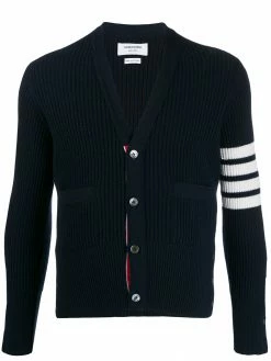 Thom Browne 4-Bar waffle stitch cardigan
