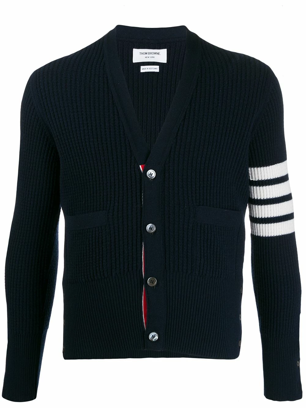 Thom Browne 4 Bar waffle stitch cardigan cardigans of men 1 Thom Browne 4-Bar waffle stitch cardigan