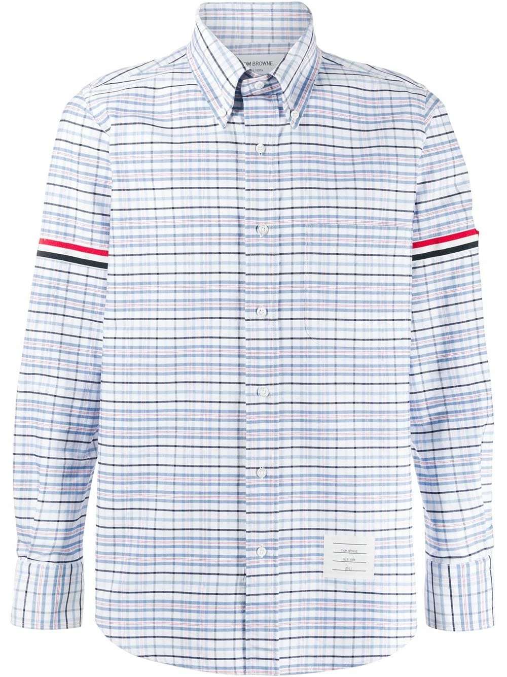 Thom Browne Checked grosgrain armband shirt shirts of men 1 Thom Browne checked grosgrain armband shirt