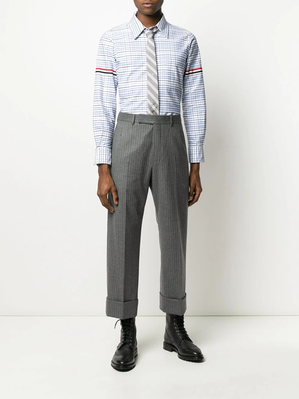 Thom Browne Checked grosgrain armband shirt shirts of men 2 Thom Browne checked grosgrain armband shirt