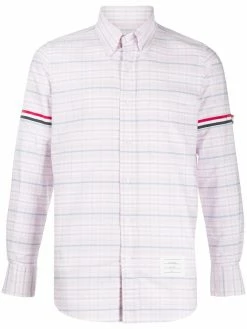 Thom Browne 4-Bar armband checkered shirt