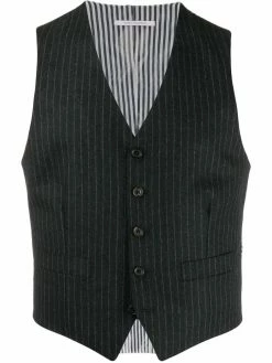 Thom Browne narrow chalk-stripe flannel waistcoat