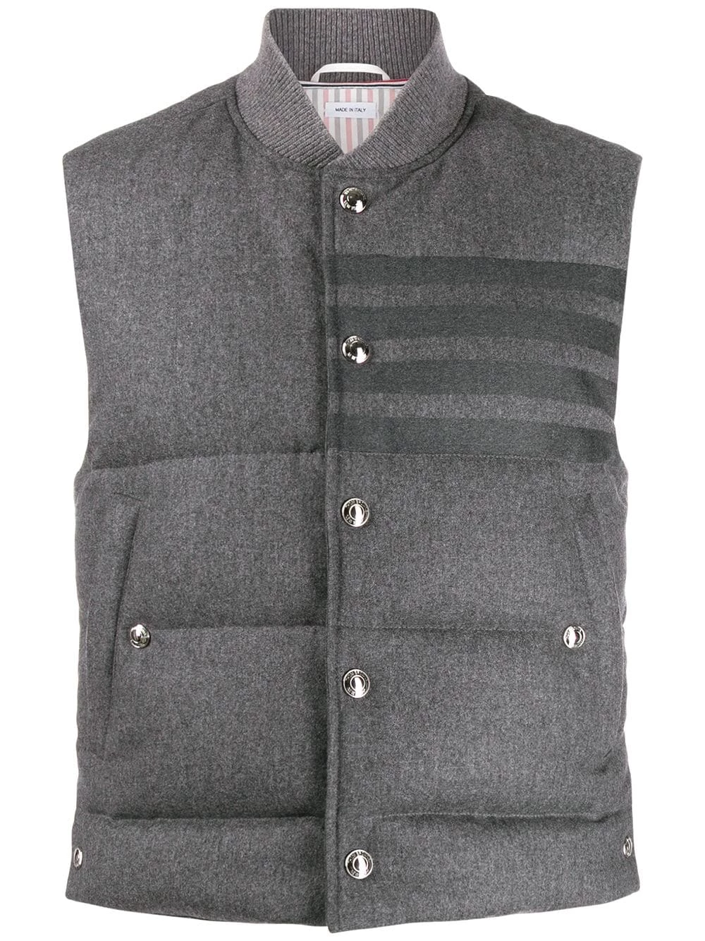 Thom Browne 4 Bar down filled flannel gilet waistcoats & gilets of men 1 Thom Browne 4-Bar down-filled flannel gilet