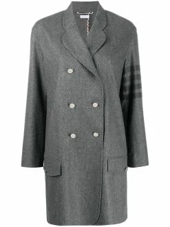 Thom Browne tonal 4-Bar double-breasted coat
