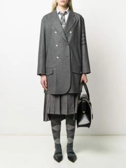 Thom Browne tonal 4-Bar double-breasted coat