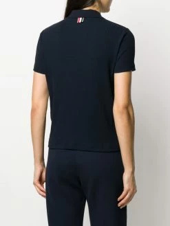 Thom Browne 4-Bar side insert ribbed polo shirt