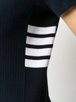 Thom Browne 4-Bar side insert ribbed polo shirt