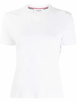 Thom Browne 4-Bar side insert ribbed T-shirt