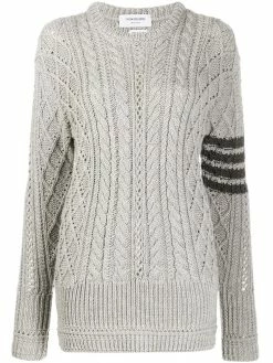 Thom Browne 4-Bar Aran cable knit jumper