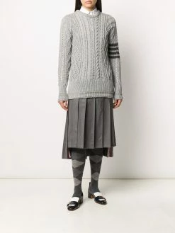 Thom Browne 4-Bar Aran cable knit jumper