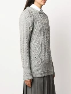Thom Browne 4-Bar Aran cable knit jumper