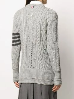 Thom Browne 4-Bar Aran cable knit jumper