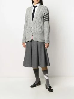 Thom Browne 4-Bar Aran cable knit cardigan