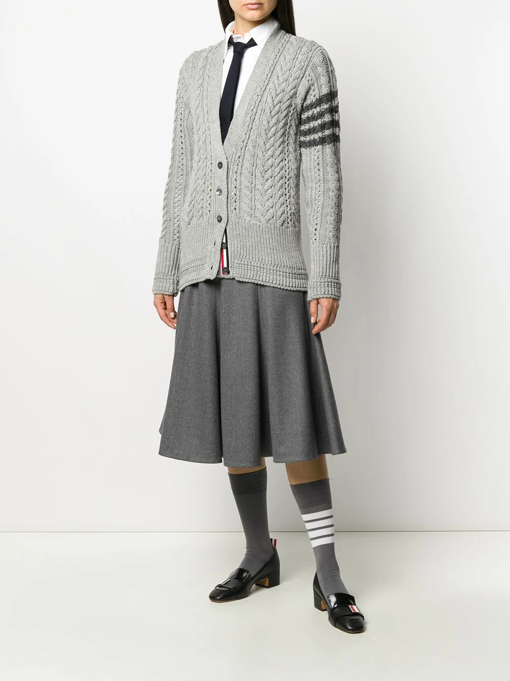 Thom Browne 4 Bar Aran cable knit cardigan cardigans of women 2 Thom Browne 4-Bar Aran cable knit cardigan