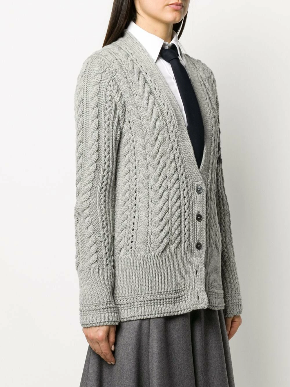 Thom Browne 4 Bar Aran cable knit cardigan cardigans of women 3 Thom Browne 4-Bar Aran cable knit cardigan