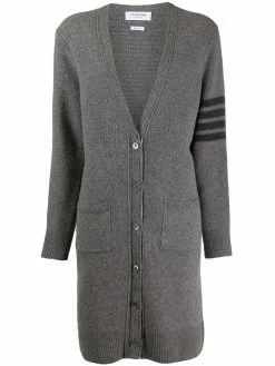 Thom Browne 4-Bar long V-neck cardigan