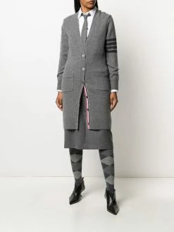 Thom Browne 4-Bar long V-neck cardigan