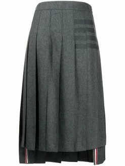 Thom Browne 4-Bar pleated flannel skirt