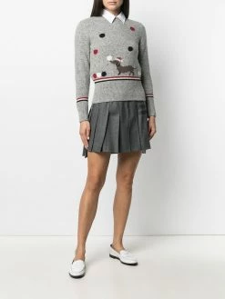 Thom Browne 4-Bar pleated flannel mini skirt