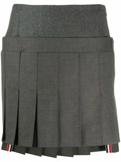 Thom Browne mini pleated skirt with yoke in super 120's twill