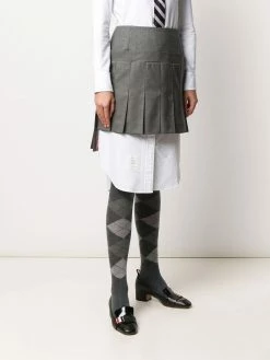 Thom Browne Mini pleated skirt with yoke in super 120's twill pleated skirts of women 7 Thom Browne mini pleated skirt with yoke in super 120's twill