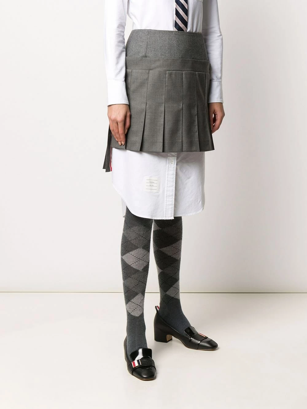 Thom Browne Mini pleated skirt with yoke in super 120's twill pleated skirts of women 3 Thom Browne mini pleated skirt with yoke in super 120's twill