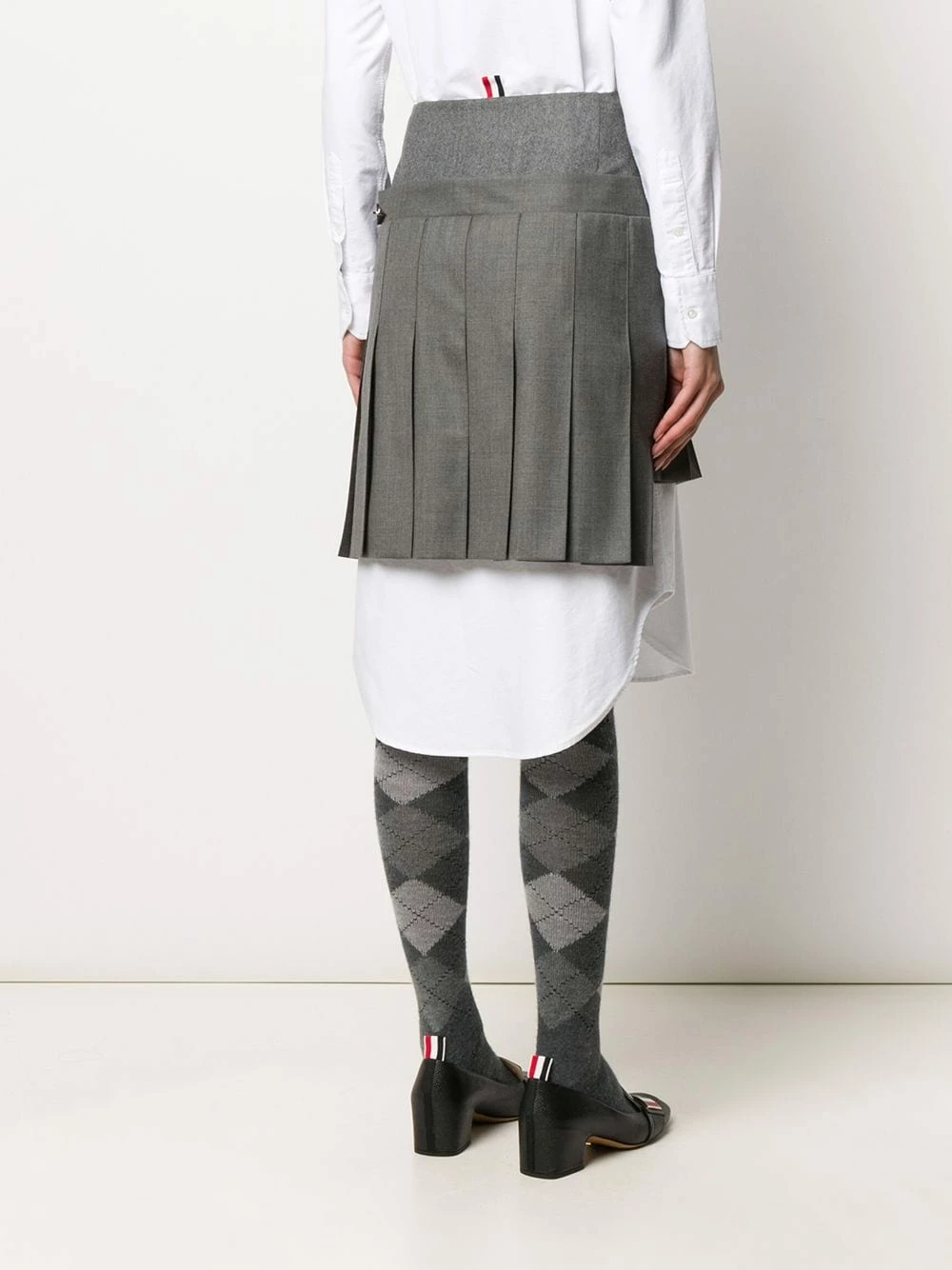 Thom Browne Mini pleated skirt with yoke in super 120's twill pleated skirts of women 4 Thom Browne mini pleated skirt with yoke in super 120's twill